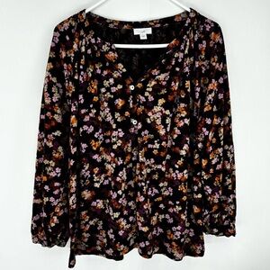 J Jill Women’s floral knit shirt L Large